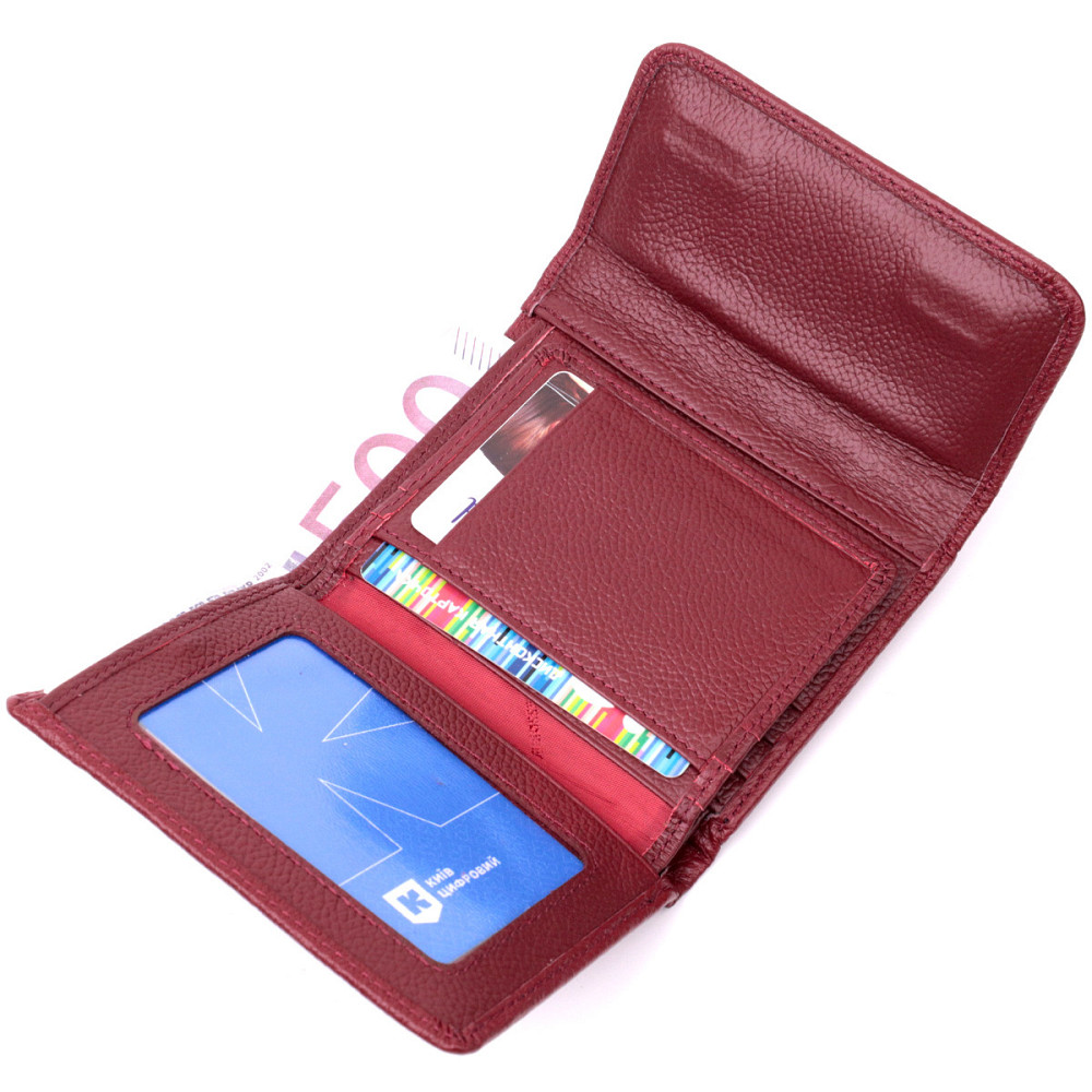 Кожаный женский кошелек с монетницей Бордовый (ST Leather) Киев - изображение 1