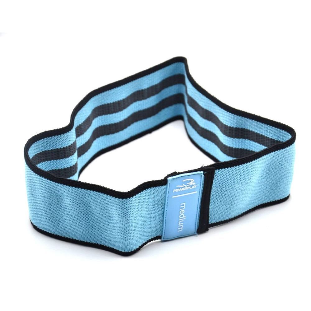 Тканева гумка для фітнесу та спорту PowerPlay 4111 Hip Band M Medium Блакитна (d_76cm) Луцк - изображение 3