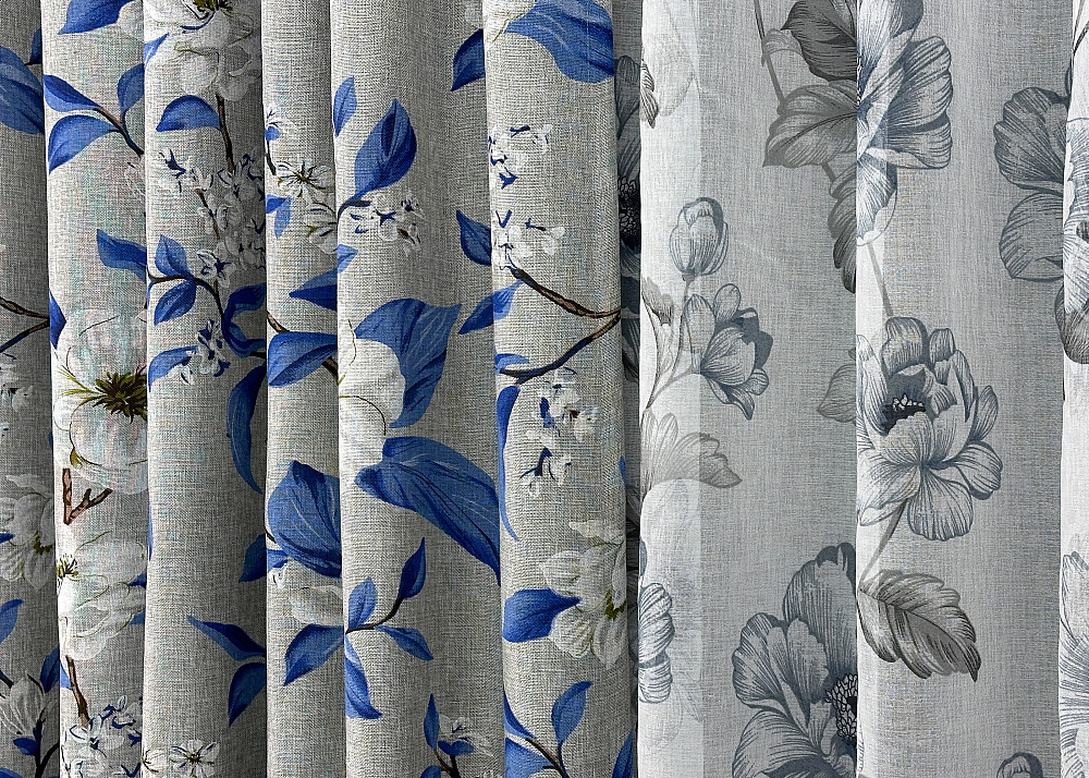 Комплект штор VR-Textil Лен Прованс 200х265 2шт и Тюль 500х265 1725ш-1543т Светло-серый с синим и белым 71-105/6 Киев - изображение 7