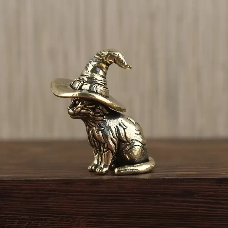 Латунная фигурка «Кот в ведьминой шляпе» — миниатюра 3,6 см Киев - изображение 2