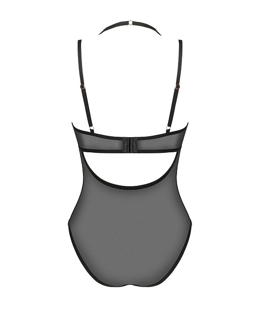 Прозоре боді Obsessive Selinne teddy XS/S Black, дрібна сітка, подвійні бретелі Sex Aura Київ - фото 4