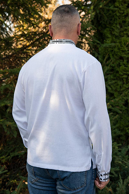 Вышиванка мужская, белая, льняная топ Киев - изображение 5