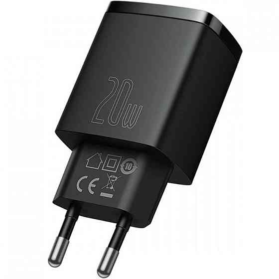 Мережевий зарядний пристрій Baseus Compact Quick Charger U+C 20W EU Black Київ