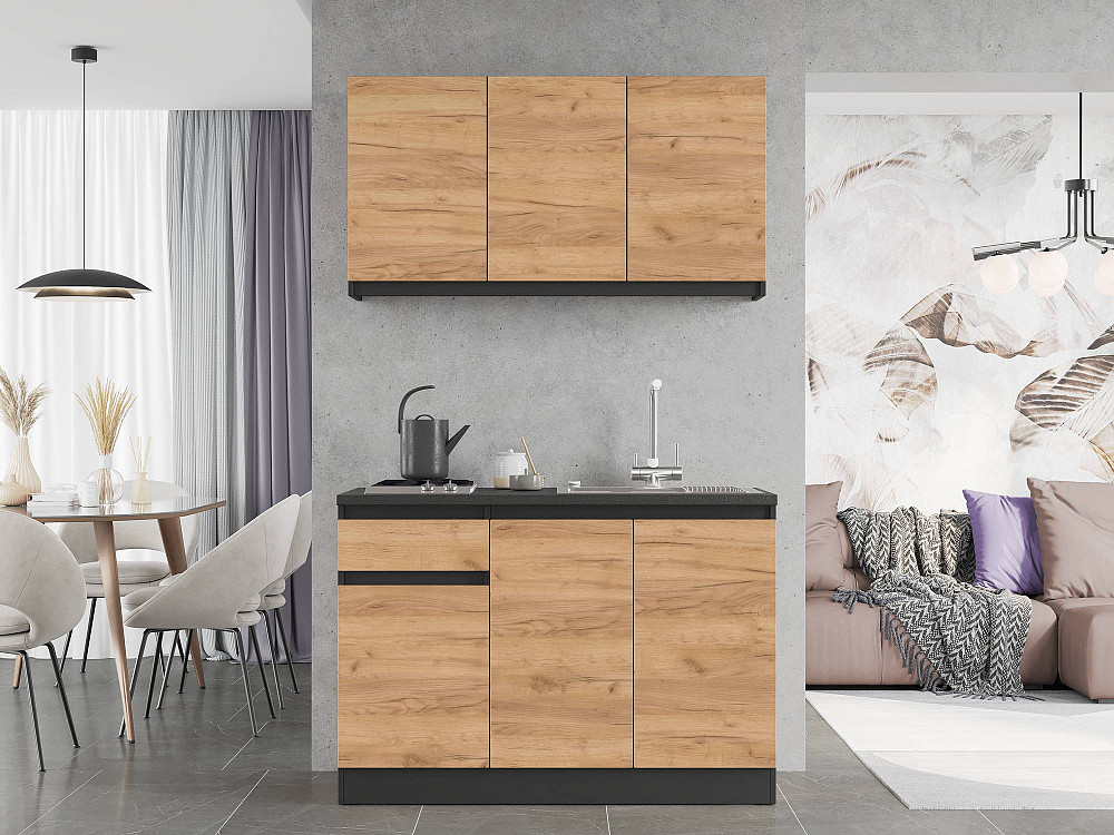 Кухня модульна Эверест Оптима набор №5 Дуб крафт золотой 1,2 м (без столешницы) (DTM-5711) Львов - изображение 1