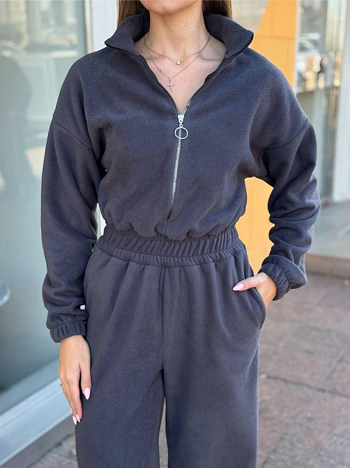 Жіночий теплий комбінезон із турецького флісу Графіт, 42/44 Одеса - фото 2