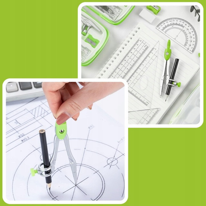 Геометричний набір 10 предметів лінійка, циркуль, транспортир, шкільний кутник Maaleo (26170) Нововолинськ - фото 6