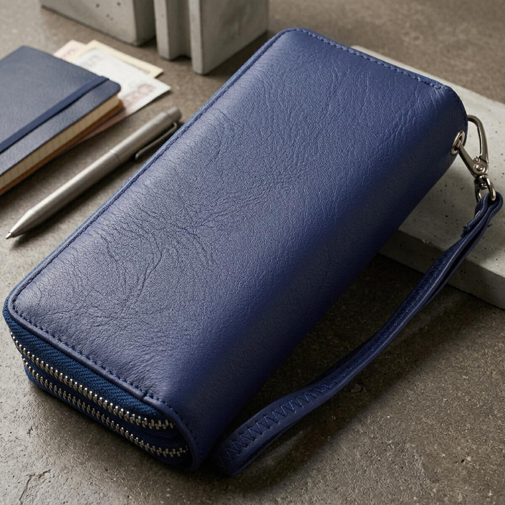 Жіночий гаманець клатч з натуральної шкіри для карток та купюр ST Leather 19431 Синій Київ - фото 12