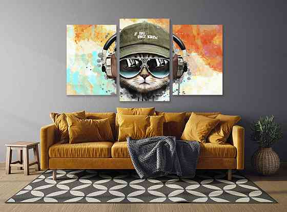 Модульная картина в гостиную / спальню Музичний кіт Art-627_3 Киев