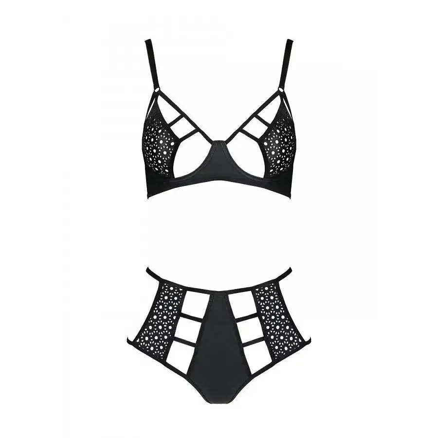 Розпродаж!!! Комплект з екошкіри Passion Tamaris Set black L/XL, бюстгальтер та трусики Львів - фото 3