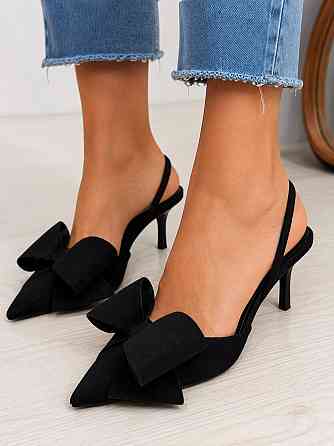 Туфлі жіночі Meideli F566-53 slingback човники з бантом екозамша чорні, 38, 24 см Київ