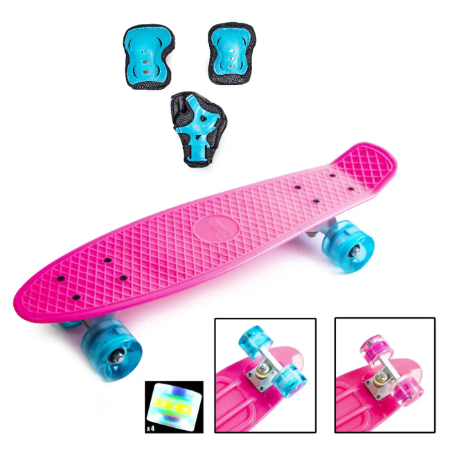 Набор СкейтБорд PENNY с защитой на ноги и руки Pink Одесса - изображение 2
