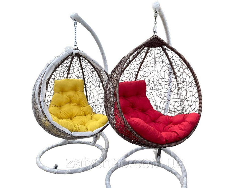 Крісло Кокон із ротанга підвісне з подушкою Київ - фото 4