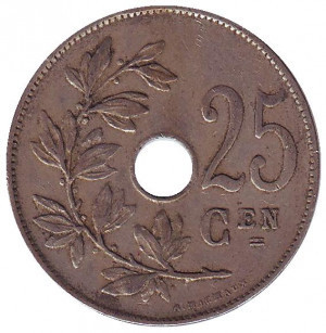25 сантимів. 1928 рік, Бельгія. (Belgie) Полтава - фото 1