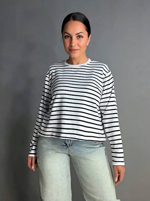 Лонгслів жіночий KEYYMOD 34094 у смужку з підплічниками оверсайз білий, білий, M Київ - фото 20