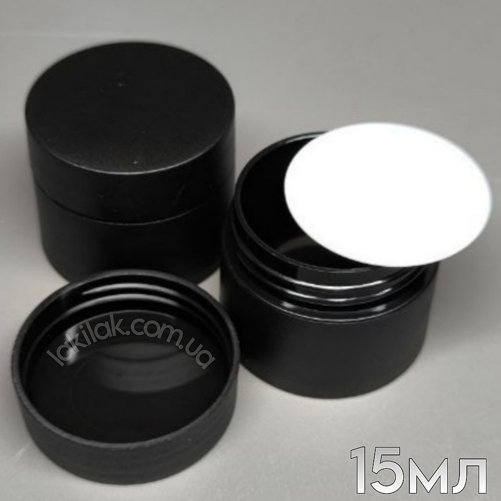 Баночка для гелю пластик (з заглушкою) чорна 15мл Херсон - изображение 1