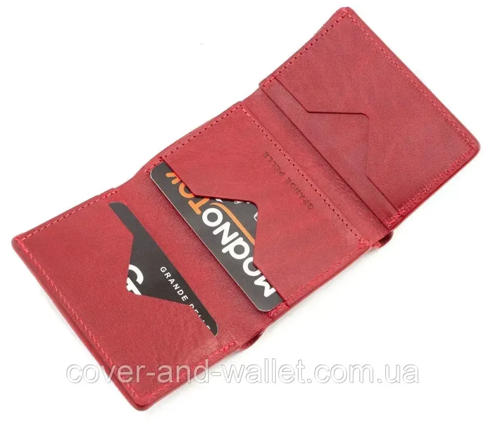 Небольшой женский кожаный кошелек пудроыого цвета ручной роботы Grande Pelle Красный Киев - изображение 5