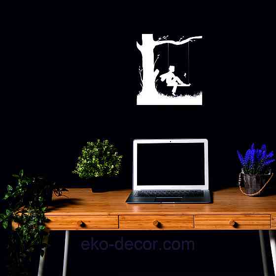 Декоративное настенное Панно «Мальчик на качеле» Декор на стену 50*46 см, Белый Киев