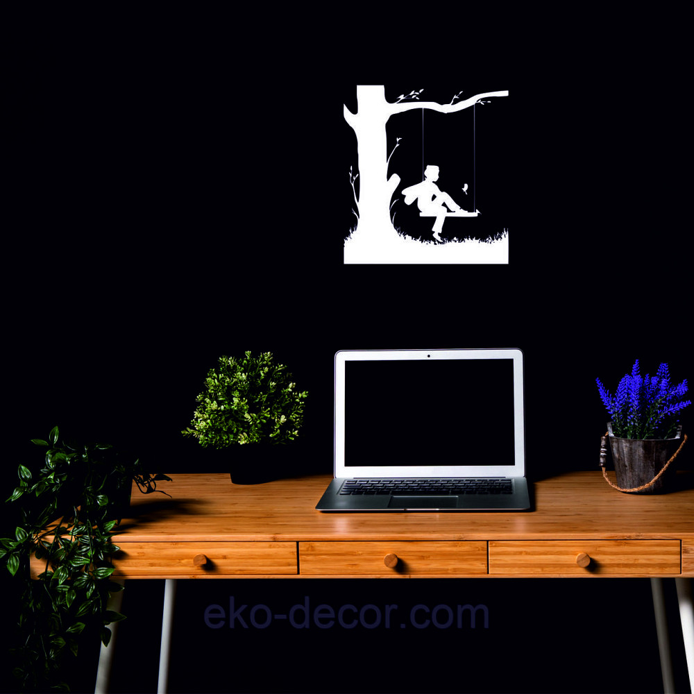 Декоративное настенное Панно «Мальчик на качеле» Декор на стену 50*46 см, Белый Киев - изображение 4