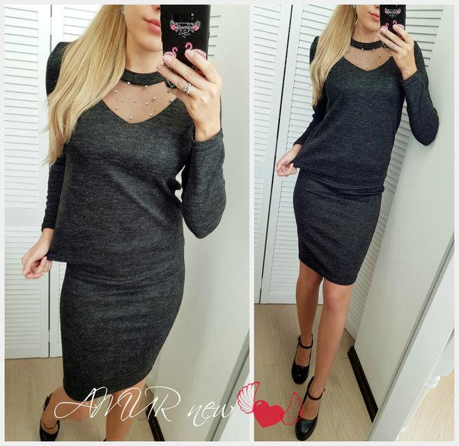 Костюм жіночий з ангори "Frida" оптом | Розпродаж моделі 42-44, Чорний Київ - фото 5