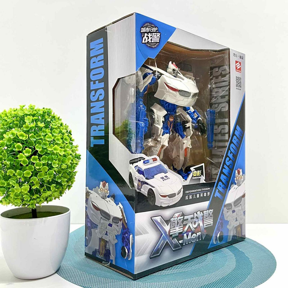 Робот-трансформер машинка 24см з аксесуарами Біло-синій (JJ707A-B-C) Чернігів - фото 7