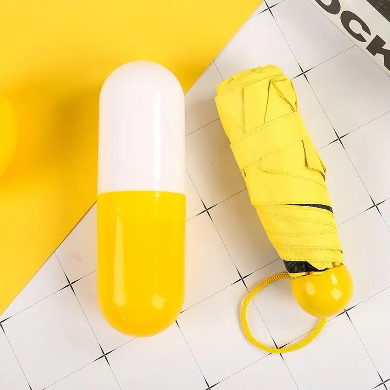 Компактный зонтик в капсуле-футляре Желтый, маленький зонт в капсуле. Цвет: желтый OF-47 Львов - изображение 16