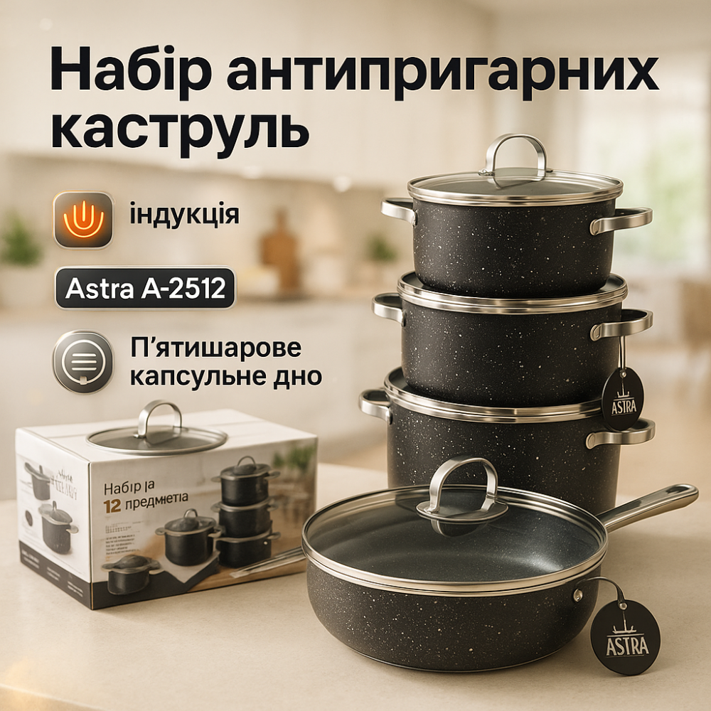 Качественный набор кастрюль 12, Хорошие кастрюли с антипригарным покрытием, Набор качественных каструль RW-22 Львов - изображение 18
