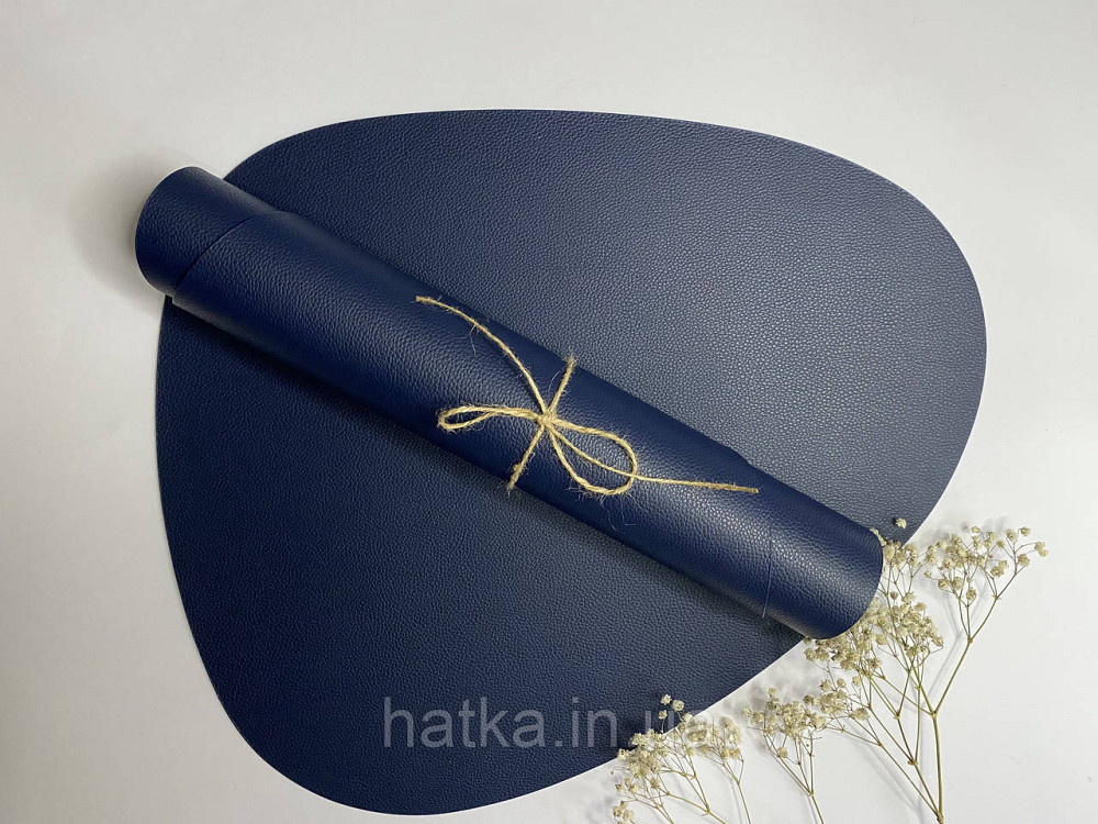 Салфетка под тарелку подтарельник PU кожа 37 см форма лепестка синяя Киев - изображение 5