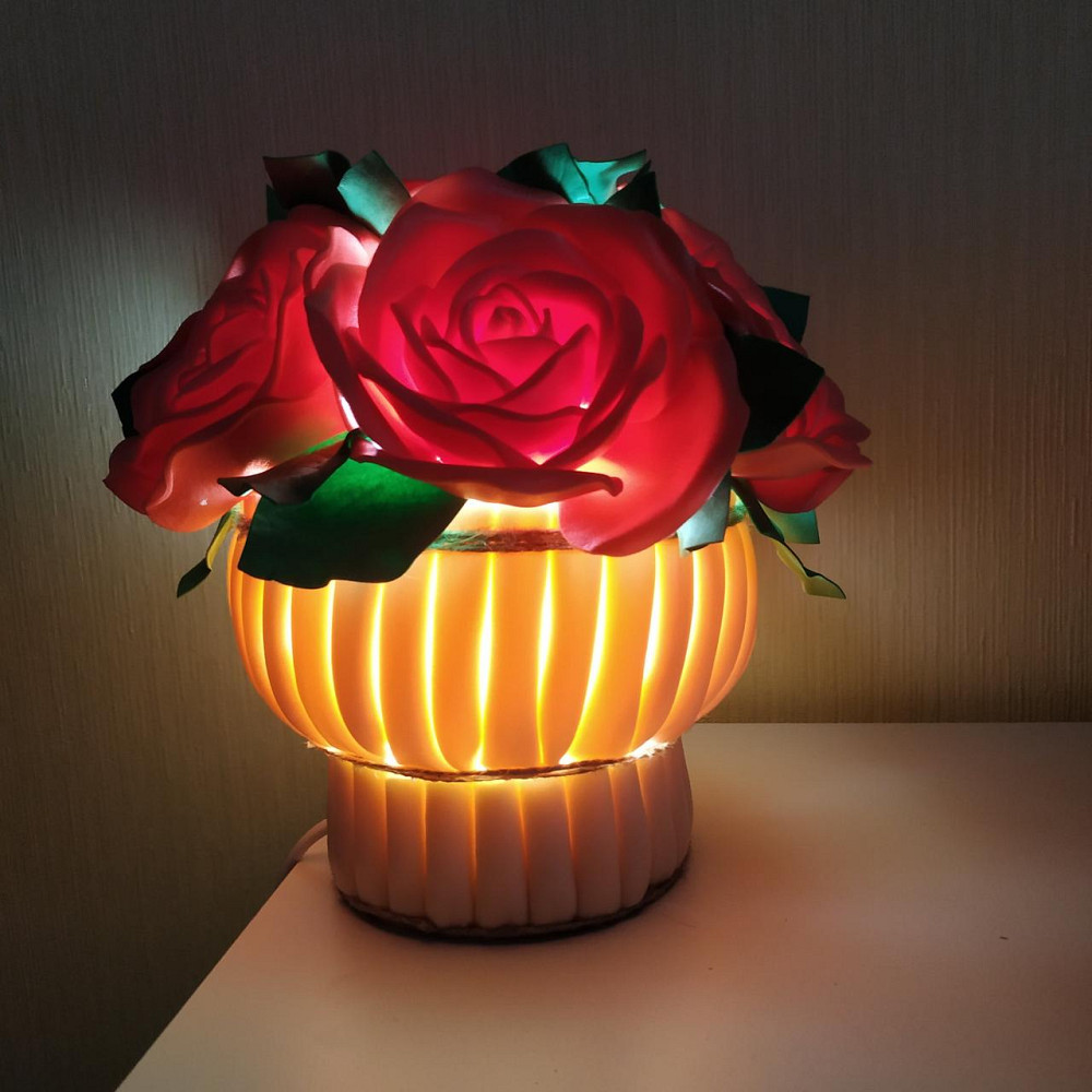 Світильник-нічник "Кошик з червоними трояндами" Дніпро - фото 3