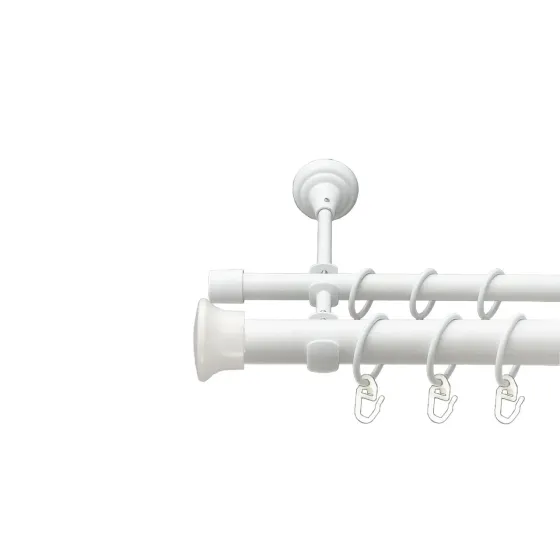 Карниз Orvit Дуо металевий дворядний відкритий гладка труба кільце металеве Арктіс 25\16 мм 200 см Львов