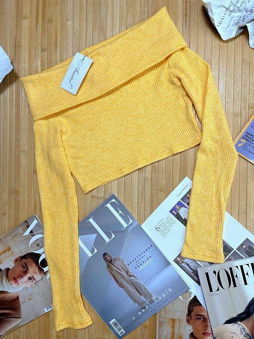 Жіночий стильний топ ангора рубчик Жовтий, 46/48 Одеса - фото 1