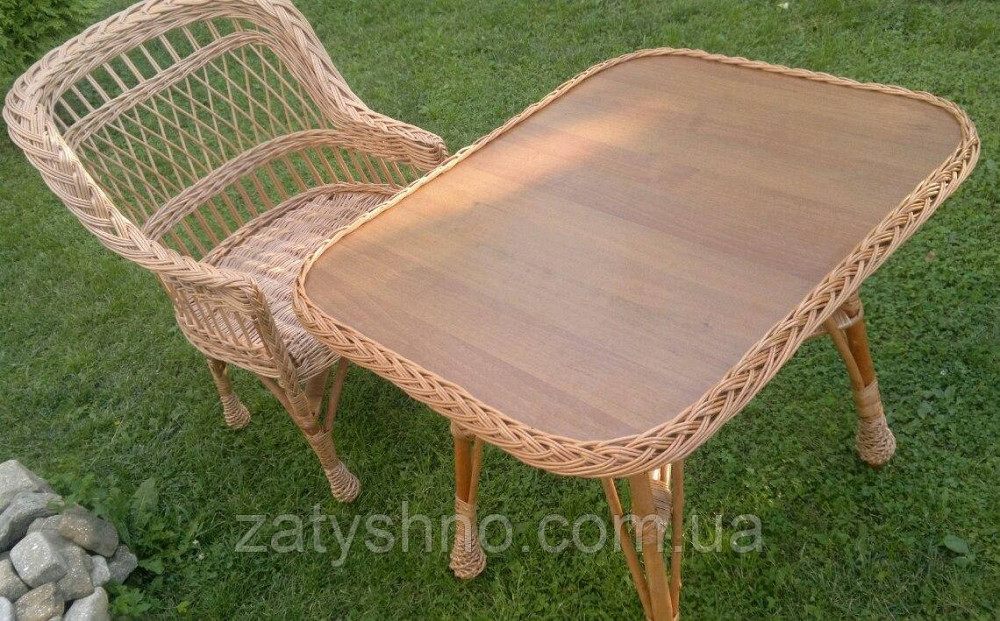 Комплект плетеной мебели кресло+столик из лозы Киев - изображение 1