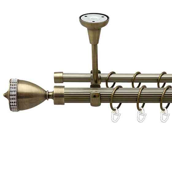 Карниз Orvit Етернія металевий дворядний відкритий до стелі рифлена труба кільце металеве Антик 25\16 мм 300 см (00-00018736) Львів