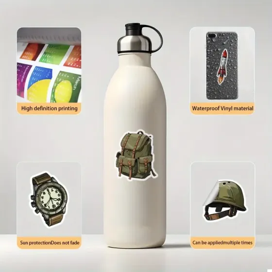 Набор стикеров «Военная техника и снаряжение» – 50 штук, тактические наклейки ПВХ Киев