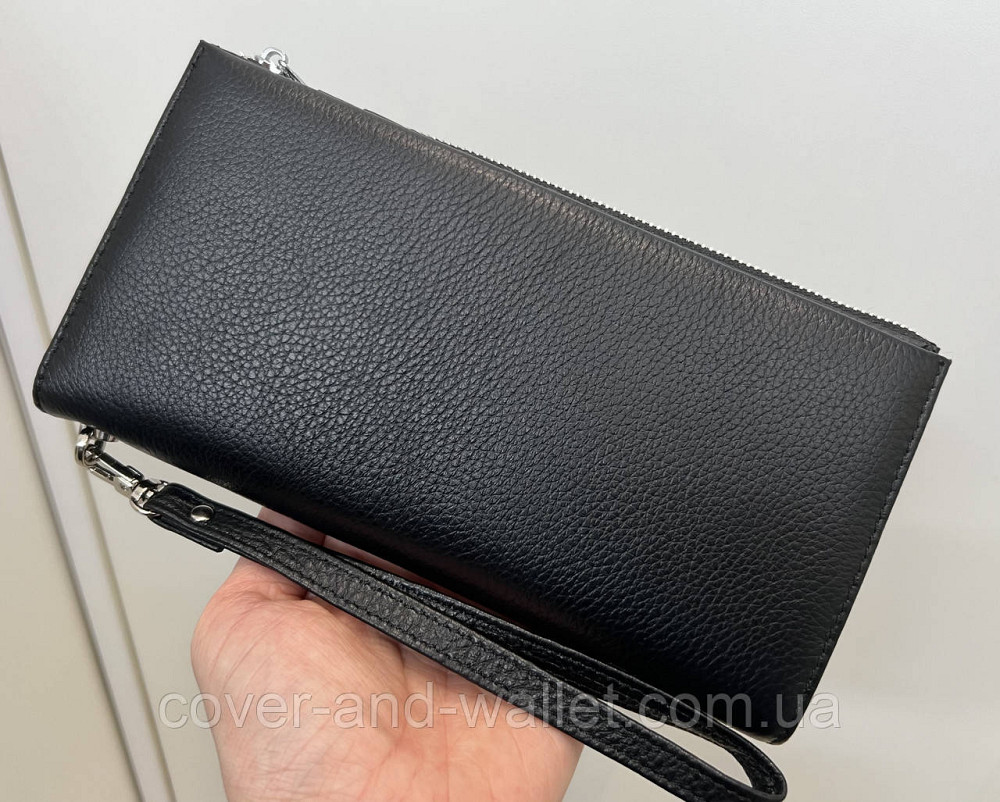 Большой кожаный мужской кошелек черного цвета на молнии Helen Verde 1431 Киев - изображение 10