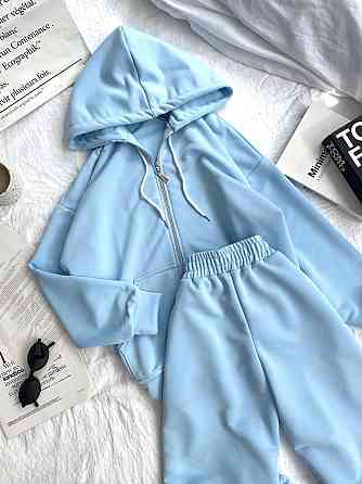 Женский прогулочный оверсайз костюм: кофта на молнии и штаны турецкая трехнить петля Одесса