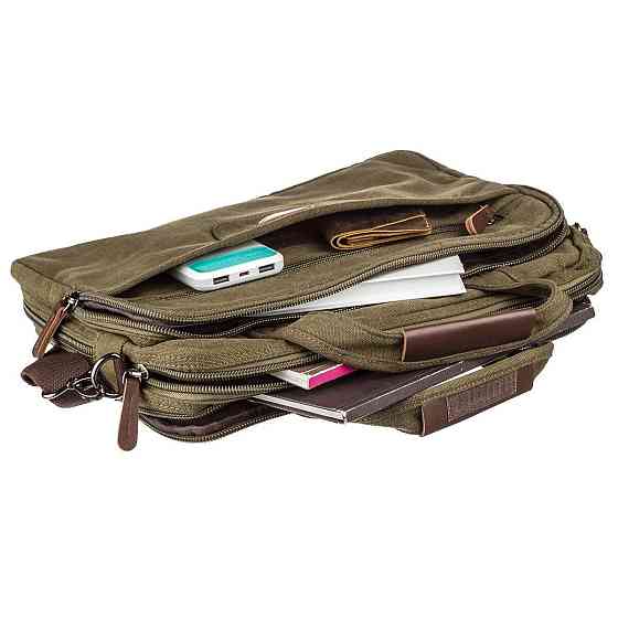 Сумка текстильна для ноутбука на два відділення Зелена (Vintage) Київ