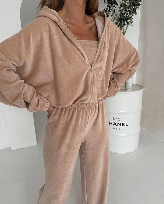 Жіночий плюшевий костюм трійка: кофта топ і штани з велюру Одеса - фото 4