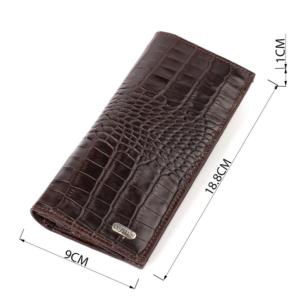 Практичный мужской вертикальный бумажник из натуральной кожи с тиснением под крокодила CANPELLINI 21907 Коричневый Киев - изображение 3