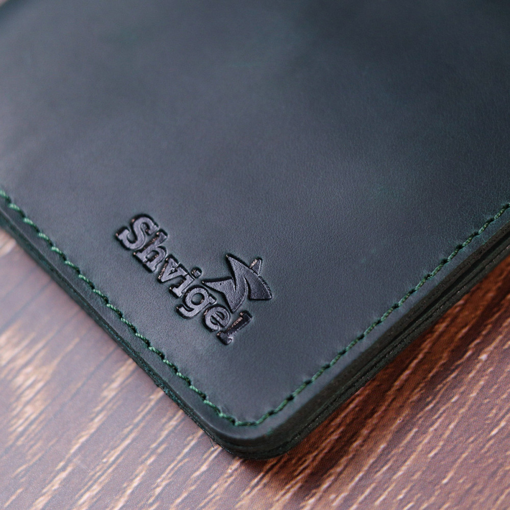 Невелике вінтажне шкіряне портмоне Зелений (SHVIGEL) Київ - фото 4