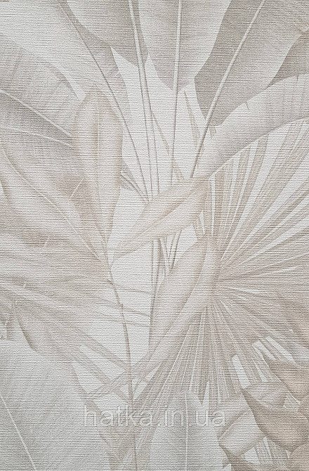 Обои виниловые на флизелине AS creation Della Natura метровые 1.06Х10 листья банана пальмы бежевые на белом Киев - изображение 1