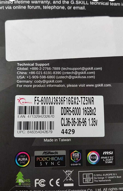 G.Skill Trident Z5 NEO RGB DDR5 6000MHz 32GB CL36. Київ - фото 1