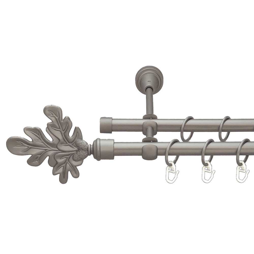 Карниз Orvit Листок Дуба металевий дворядний відкритий Сатин 16\16 мм 160 см (6098938) Львів - фото 1