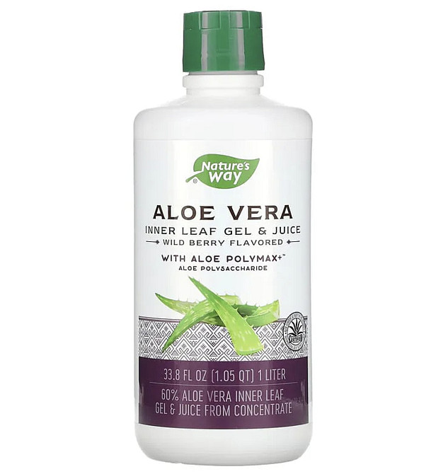 Алое вера, Aloe Vera, Nature's Way, гель і сік внутрішнього листя з алое, смак дика ягода, 1000 мл Київ - фото 1