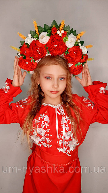 Віночок ободок з квітами "Сценічний з колосками та стрічками" Кривий Ріг - фото 4