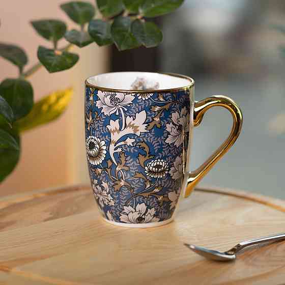 порцелянова чашка 400 мл із золотим обідком і золотою ручкою RX-N240665BLW Коломия