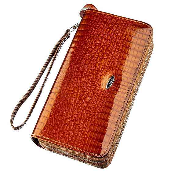 Кошелек женский из экокожи на две молнии KIVI Хамелеон 19020 Коричневый Киев