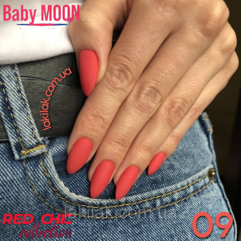 Гель-лак BABY MOON Red Chic №09 помаранчево-червоний, 6 мл Херсон - фото 1