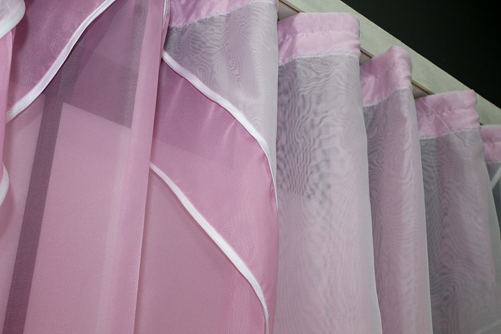 Кухонная занавеска VR-Textil № 029к розовый с белым 280х170 см (59-941) Киев - изображение 5