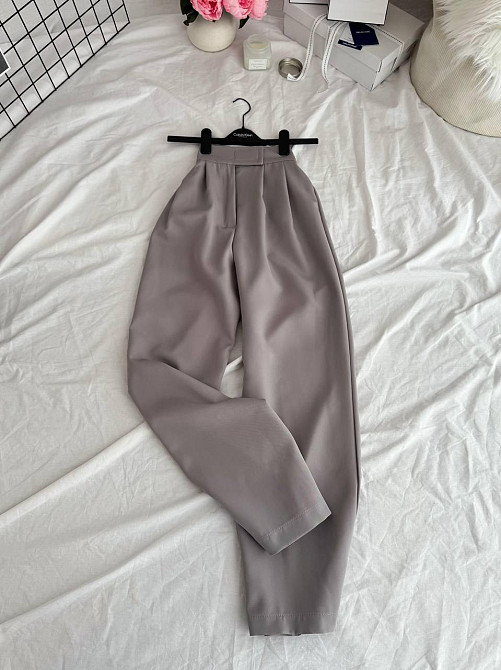 Жіночі базові штани на липучці турецька костюмка Сірий, 46/48 Одеса - фото 2