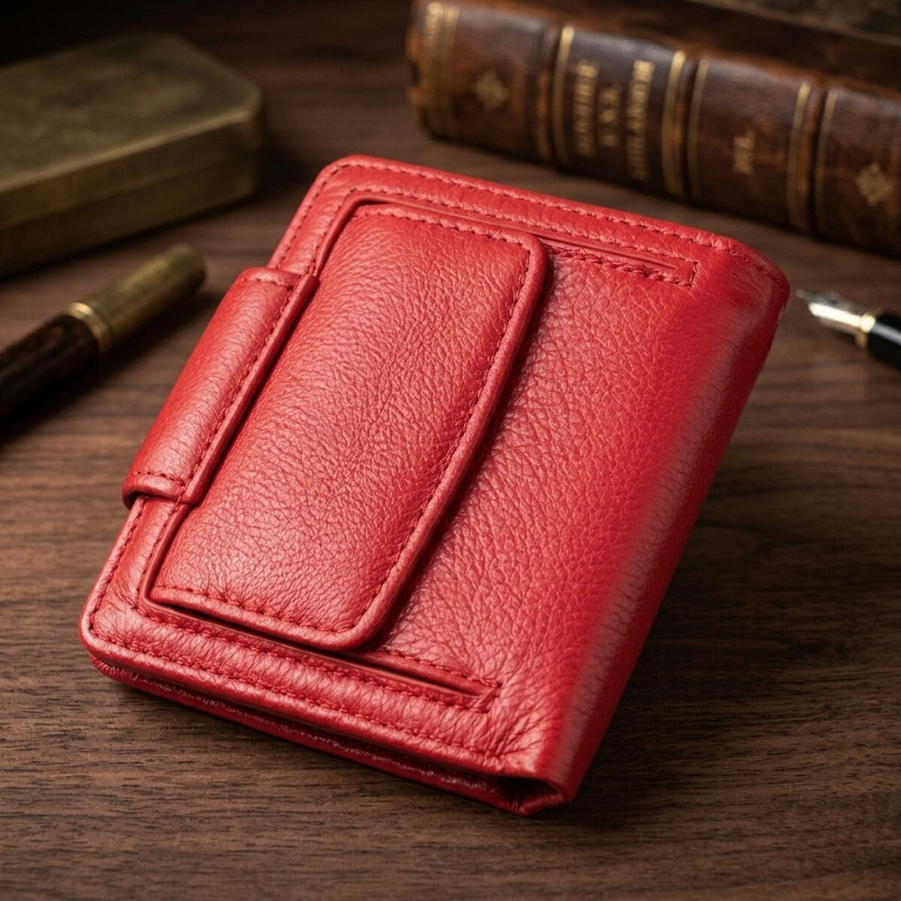 Вертикальный кошелек для ярких женщин из натуральной кожи ST Leather 22702 Красный Киев - изображение 13